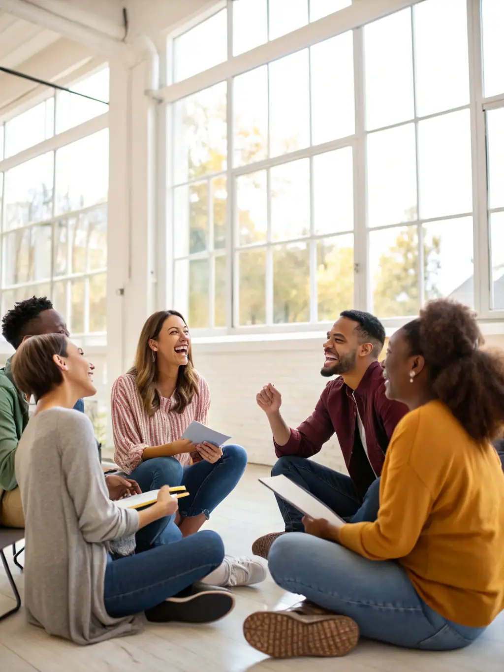 Community members of all ages participating in an interactive theatre workshop at THEATRE DE L'HORIZON, fostering creativity, cultural dialogue, and community cohesion.